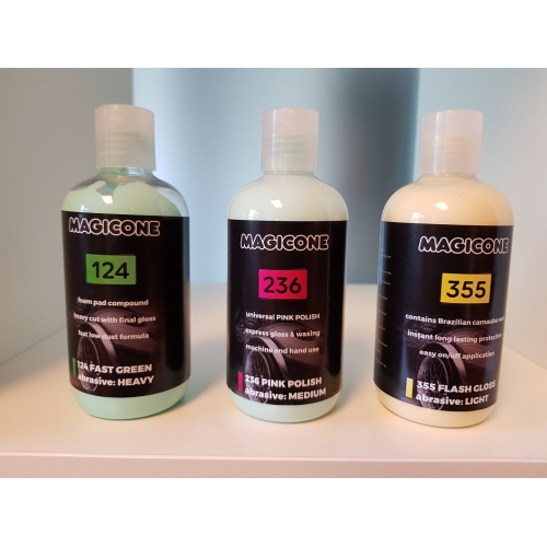 Magicone 3 Stappen set 124 cut, 236 polis en 355 finish Magicone 3 Stappen set 124 cut, 236 polis en 355 finish